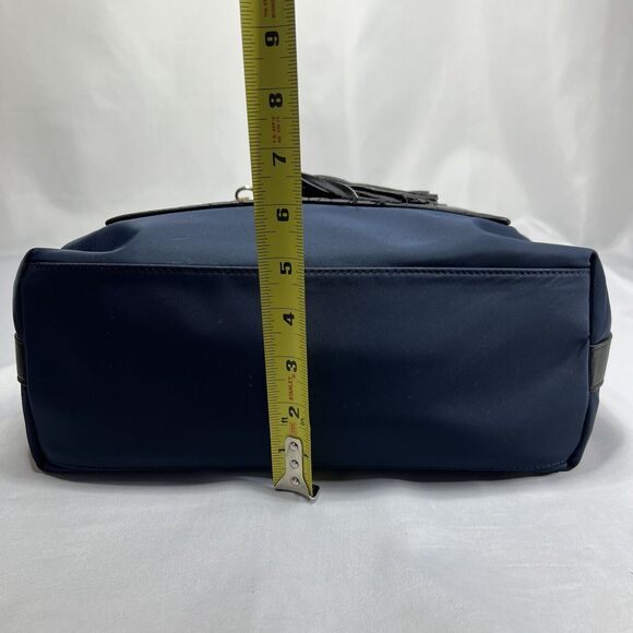 Karl Lagerfeld Paris Misto Black Leather and Blue Nylon Satchel Bag with Tags - Picture 12 of 15